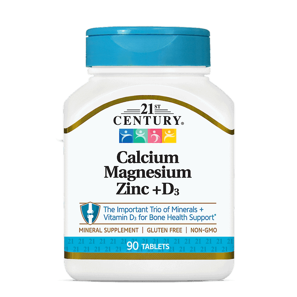 21st Century, Calcium Magnesium Zinc + D3, 90 Tablets